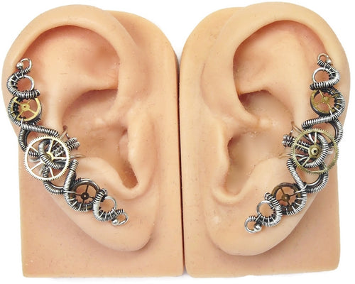 3-Gear Steampunk Ear Cuff; 