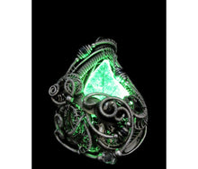 Load image into Gallery viewer, Seasonal Colors Leaf Necklace with Upcycled Electronic and Watch Parts, Steampunk/Cyberpunk Fusion