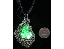 Load image into Gallery viewer, Seasonal Colors Leaf Necklace with Upcycled Electronic and Watch Parts, Steampunk/Cyberpunk Fusion
