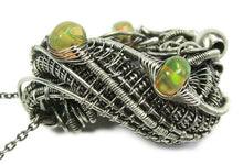 Load image into Gallery viewer, Blue Sapphire Wire-Wrapped Pendant with Ethiopian Welo Opals