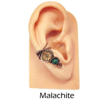 Load image into Gallery viewer, Custom Gemstone Small Bronze Steampunk Ear Cuff - Heather Jordan Jewelry