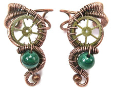 Load image into Gallery viewer, Custom Gemstone Small Bronze Steampunk Ear Cuff - Heather Jordan Jewelry