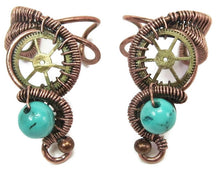 Load image into Gallery viewer, Custom Gemstone Small Bronze Steampunk Ear Cuff - Heather Jordan Jewelry