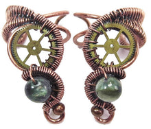 Load image into Gallery viewer, Custom Gemstone Small Bronze Steampunk Ear Cuff - Heather Jordan Jewelry