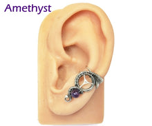 Load image into Gallery viewer, Custom Gemstone and Sterling Silver Small Steampunk Ear Cuff - Heather Jordan Jewelry