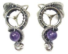 Load image into Gallery viewer, Custom Gemstone and Sterling Silver Small Steampunk Ear Cuff - Heather Jordan Jewelry