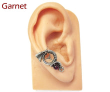 Load image into Gallery viewer, Custom Gemstone and Sterling Silver Small Steampunk Ear Cuff - Heather Jordan Jewelry
