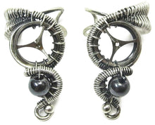 Load image into Gallery viewer, Custom Gemstone and Sterling Silver Small Steampunk Ear Cuff - Heather Jordan Jewelry