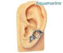 Load image into Gallery viewer, Custom Gemstone and Sterling Silver Small Steampunk Ear Cuff - Heather Jordan Jewelry