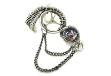 Load image into Gallery viewer, Sterling Silver Steampunk Ear Cuffs with Chain and Swarovski Crystal