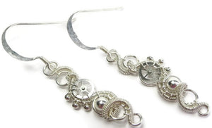 Sterling Silver Woven Steampunk Earrings - Heather Jordan Jewelry