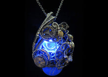 Load image into Gallery viewer, Blue Hex Nut LED Steampunk/Cyberpunk Fusion Pendant