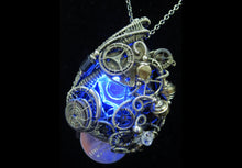 Load image into Gallery viewer, Blue Hex Nut LED Steampunk/Cyberpunk Fusion Pendant