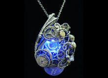 Load image into Gallery viewer, Blue Hex Nut LED Steampunk/Cyberpunk Fusion Pendant