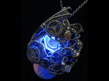 Load image into Gallery viewer, Blue Hex Nut LED Steampunk/Cyberpunk Fusion Pendant