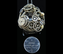 Load image into Gallery viewer, Blue Hex Nut LED Steampunk/Cyberpunk Fusion Pendant
