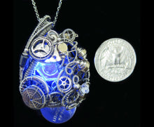 Load image into Gallery viewer, Blue Hex Nut LED Steampunk/Cyberpunk Fusion Pendant