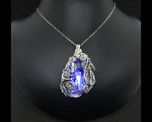 Load image into Gallery viewer, Blue Flickering Nixie Tube Steampunk-Cyberpunk Fusion Pendant
