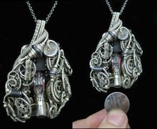 Load image into Gallery viewer, Blue Flickering Nixie Tube Steampunk-Cyberpunk Fusion Pendant