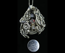 Load image into Gallery viewer, Blue Flickering Nixie Tube Steampunk-Cyberpunk Fusion Pendant