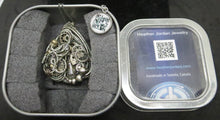 Load image into Gallery viewer, Blue LED Nixie Tube Pendant with Upcycled Electronic and Watch Parts, Steampunk/Cyberpunk Fusion