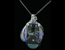 Load image into Gallery viewer, Blue LED Nixie Tube Pendant with Upcycled Electronic and Watch Parts, Steampunk/Cyberpunk Fusion