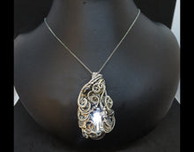 Load image into Gallery viewer, White Flickering Nixie Tube Steampunk-Cyberpunk Fusion Pendant