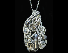 Load image into Gallery viewer, White Flickering Nixie Tube Steampunk-Cyberpunk Fusion Pendant