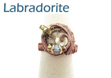 Load image into Gallery viewer, Bronze Adjustable Steampunk Ring with Custom Gemstone - Heather Jordan Jewelry