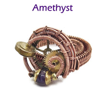 Load image into Gallery viewer, Bronze Adjustable Steampunk Ring with Custom Gemstone - Heather Jordan Jewelry