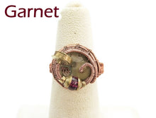 Load image into Gallery viewer, Bronze Adjustable Steampunk Ring with Custom Gemstone - Heather Jordan Jewelry