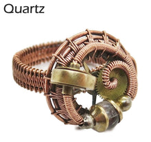 Load image into Gallery viewer, Bronze Adjustable Steampunk Ring with Custom Gemstone - Heather Jordan Jewelry