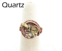 Load image into Gallery viewer, Bronze Adjustable Steampunk Ring with Custom Gemstone - Heather Jordan Jewelry