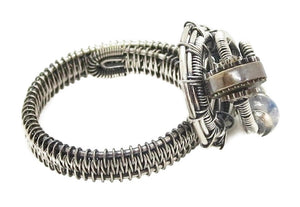 Sterling Silver Adjustable Steampunk Ring with Custom Gemstone - Heather Jordan Jewelry