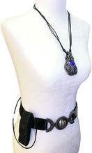 Load image into Gallery viewer, Cyberpunk Nixie Tube Necklace with Upcycled Electronic and Watch Parts, Blue & Orange LED
