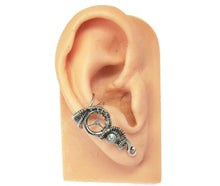 Load image into Gallery viewer, Custom Gemstone and Sterling Silver Steampunk Ear Cuff; "Woven Tail" Model - Heather Jordan Jewelry