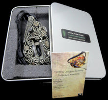 Load image into Gallery viewer, Rainbow U-Flashbulb Necklace with Upcycled Electronic and Watch Parts, Steampunk/Cyberpunk Fusion LED