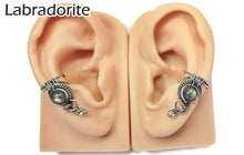 Load image into Gallery viewer, Custom Gemstone and Sterling Silver Woven Wire Ear Cuff; "Woven Bezel" Model - Heather Jordan Jewelry