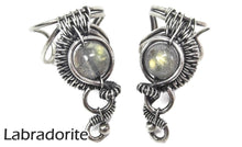 Load image into Gallery viewer, Custom Gemstone and Sterling Silver Woven Wire Ear Cuff; "Woven Bezel" Model - Heather Jordan Jewelry