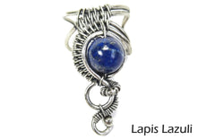 Load image into Gallery viewer, Custom Gemstone and Sterling Silver Woven Wire Ear Cuff; "Woven Bezel" Model - Heather Jordan Jewelry