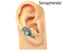 Load image into Gallery viewer, Custom Gemstone and Sterling Silver Woven Wire Ear Cuff; "Woven Bezel" Model - Heather Jordan Jewelry