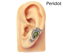 Load image into Gallery viewer, Custom Gemstone and Sterling Silver Woven Wire Ear Cuff; &quot;Woven Bezel&quot; Model - Heather Jordan Jewelry