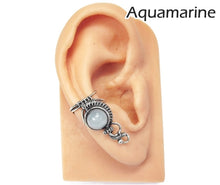 Load image into Gallery viewer, Custom Gemstone and Sterling Silver Woven Wire Ear Cuff; &quot;Woven Bezel&quot; Model - Heather Jordan Jewelry