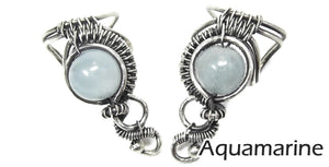 Custom Gemstone and Sterling Silver Woven Wire Ear Cuff; "Woven Bezel" Model - Heather Jordan Jewelry