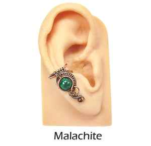 Custom Gemstone and Copper Woven Wire Ear Cuff; "Woven Bezel" Model - Heather Jordan Jewelry