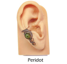 Load image into Gallery viewer, Custom Gemstone and Copper Woven Wire Ear Cuff; "Woven Bezel" Model - Heather Jordan Jewelry