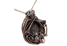 Load image into Gallery viewer, Dragon Blood Jasper Wire Wrapped Pendant in Bronze with Garnet - Heather Jordan Jewelry