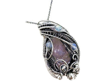 Load image into Gallery viewer, Pink Amethyst Wire-Wrapped Pendant with Rainbow Moonstone in Sterling Silver - Heather Jordan Jewelry