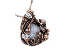 Load image into Gallery viewer, Rainbow Moonstone &amp; Herkimer Diamond Pendant: Bronze Wire Wrap Necklace - Heather Jordan Jewelry