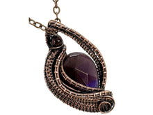 Load image into Gallery viewer, Amethyst Mini Woven Teardrop Pendant with Garnet: Bronze Wire Wrap - Heather Jordan Jewelry